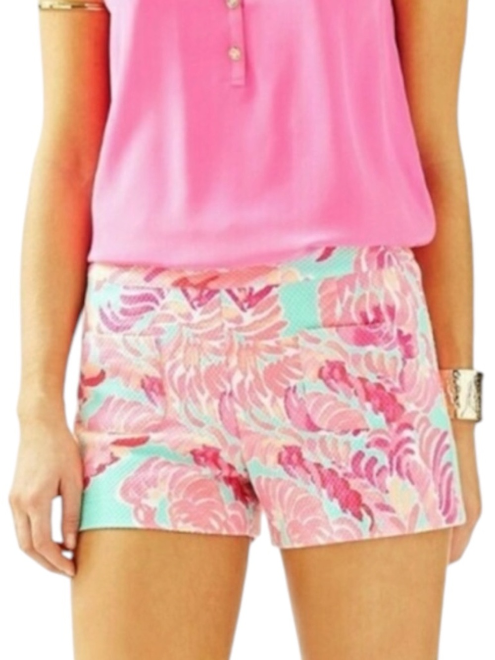 LILLY PULITZER Alicia Multi-Color Shorts in Pink/Tiff Blue/White Size 00 — CUTE!